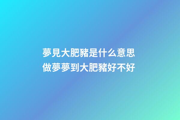 夢見大肥豬是什么意思 做夢夢到大肥豬好不好